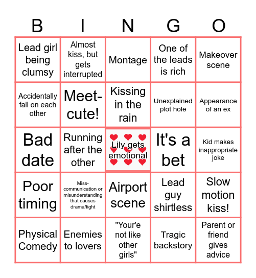ROM-COM Bingo Card
