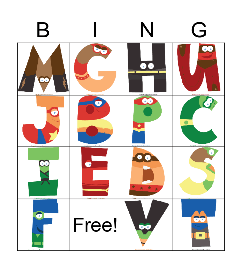 A-Z Bingo Card
