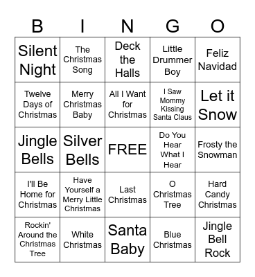 Christmas Music Bingo Card