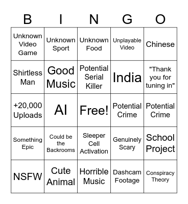 Duwap's 0 View YouTube Bingo Card