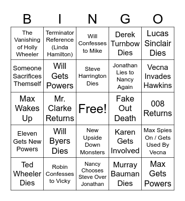Stranger Things Season 5 Volume 1 Bingo Card