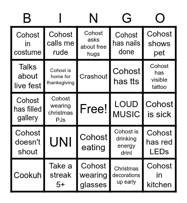 Tiktok LIVE BINGO Card