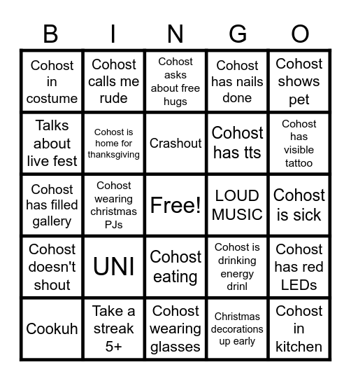 Tiktok LIVE BINGO Card