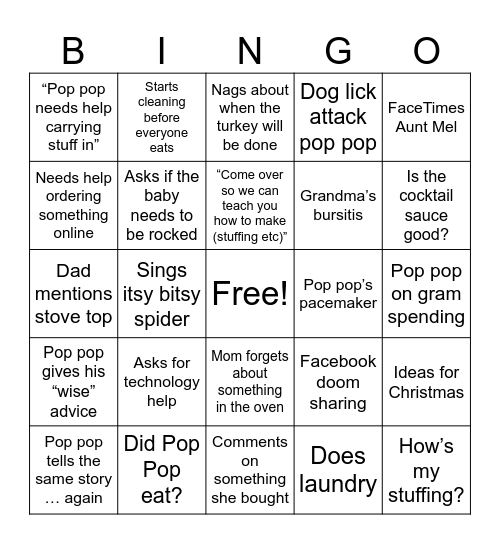 Thanksgiving Bingo Card