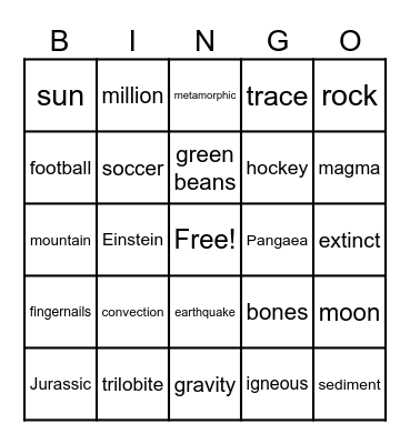 MSB The Land Before Tim (Fossils) Bingo Card
