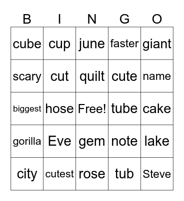 L3 phonics bingo Card