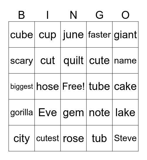 L3 phonics bingo Card