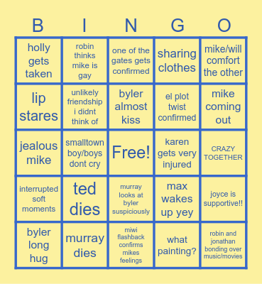 byler bingo Card