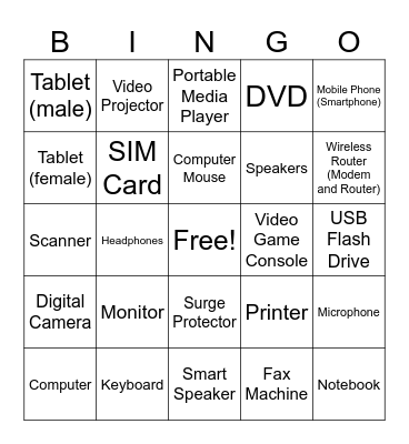 Technology Bingo Card