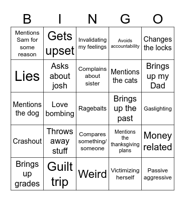 Mom ragebait Bingo Card