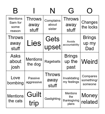 Mom ragebait Bingo Card