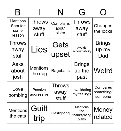Mom ragebait Bingo Card