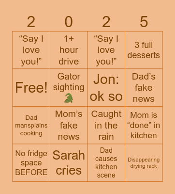 Thanksgiving 2025 Bingo Card