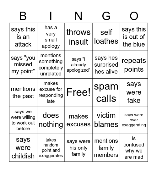 max response Bingo Card