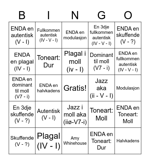 HARMONI-BINGO Card