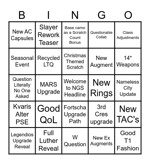 11/25/25 NGS Headline Bingo Card