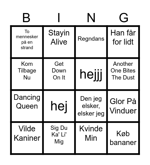 Musik Banko Bingo Card
