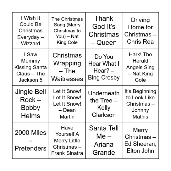 Christmas Bingo Card