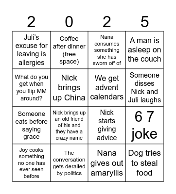 Thanksgiving Bingo Card