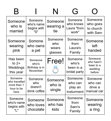 Wedding Bingo Card