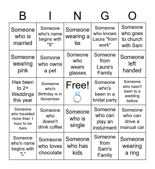 Wedding Bingo Card