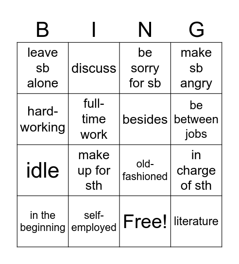 ILE 6 - Unit 6 words+phrases Bingo Card