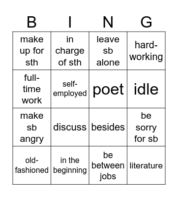 ILE 6 - Unit 6 words+phrases Bingo Card