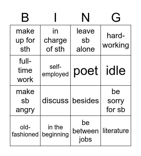 ILE 6 - Unit 6 words+phrases Bingo Card