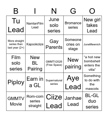 GMMTV 2026 Bingo Card