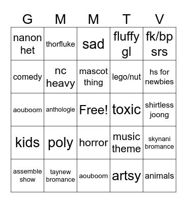 Gmmtv 2026 Bingo Card