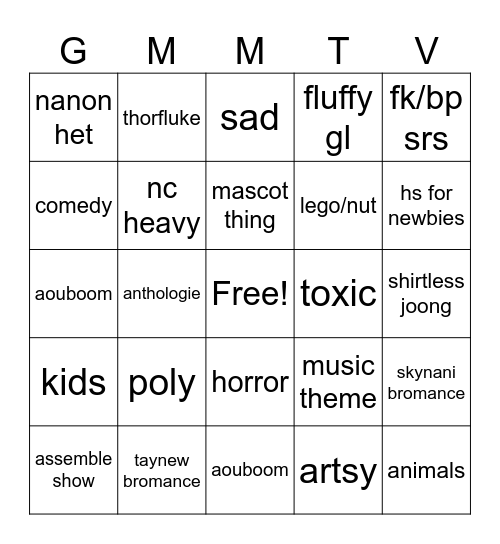 Gmmtv 2026 Bingo Card