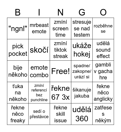 hübler bingo v0.1 Bingo Card
