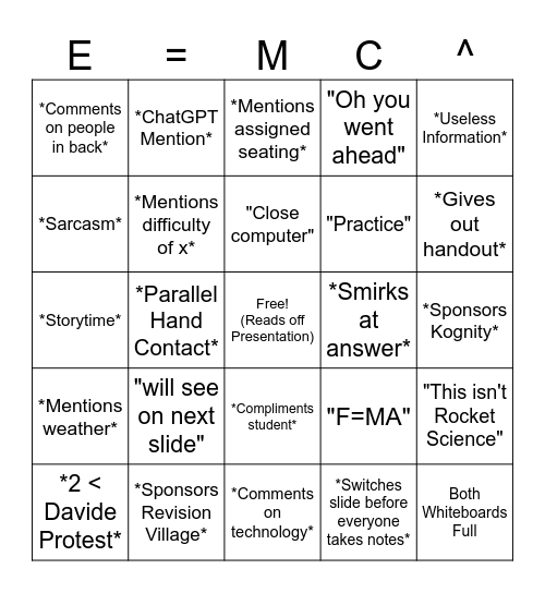 Mrs. Fox Bingo Card