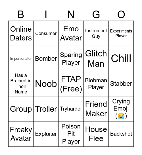 FTAP Player Bingo Card