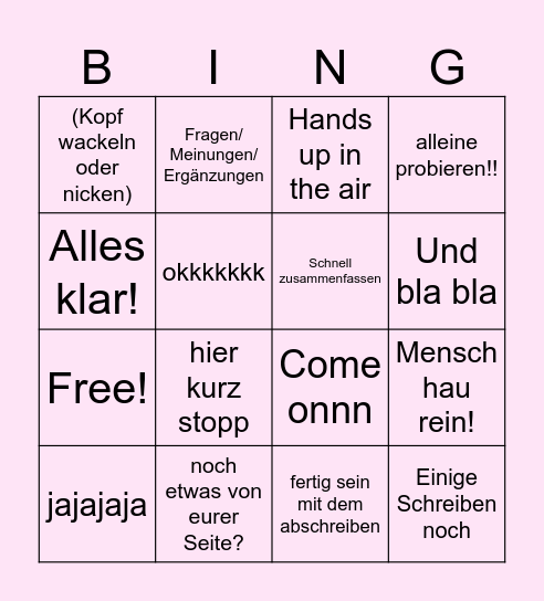 Tutti Kompletti Bingo Card