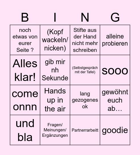 Tutti Kompletti Bingo Card