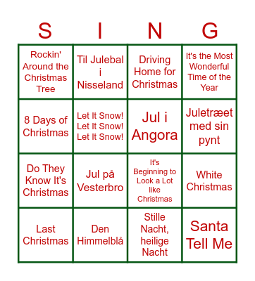 Young Gun Christmas Dinner Bingo Card