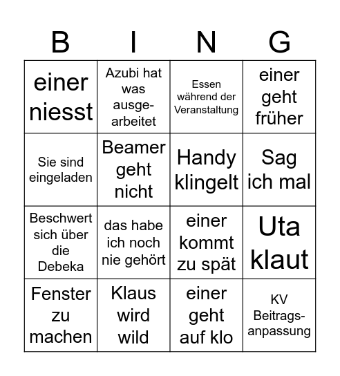 GAD BINGO Card