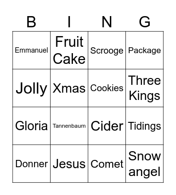 Christmas Bingo Card