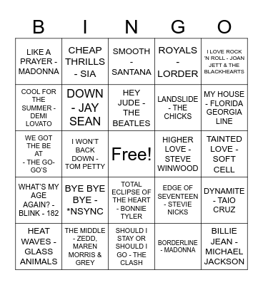 GOOD MIX 1 Bingo Card