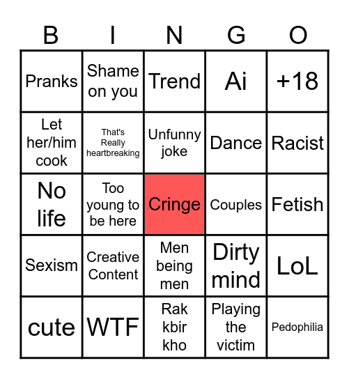 Tiktok Bingo Card