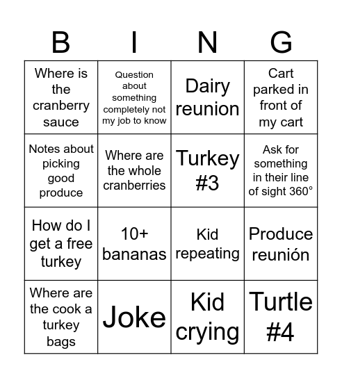 Gegle Bingo Card