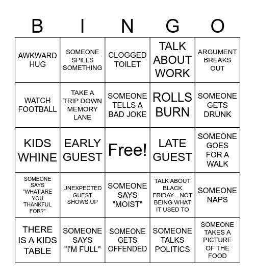 100.9/107.1 The Cat Thanksgiving BINGO Card