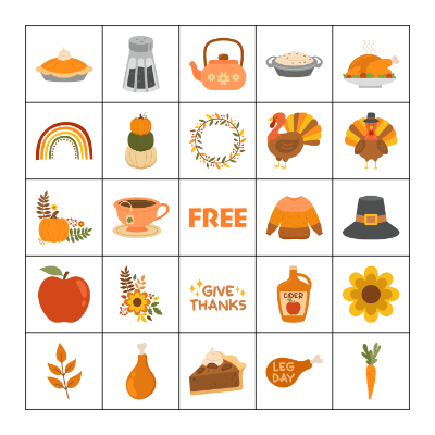 HAPPY THANKSGIVING TEAM! Bingo Card