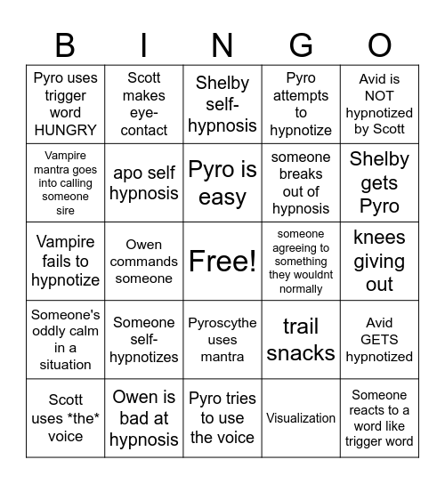 pyro watch party bingo Card