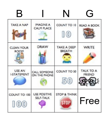 Coping Skills Bingo Card