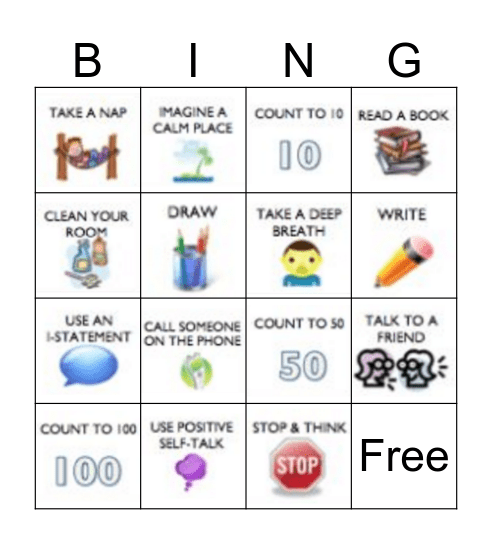 Coping Skills Bingo Card