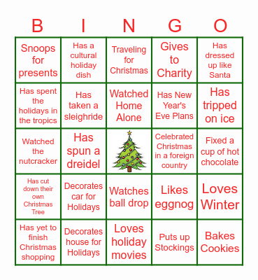 Holiday Bingo Card