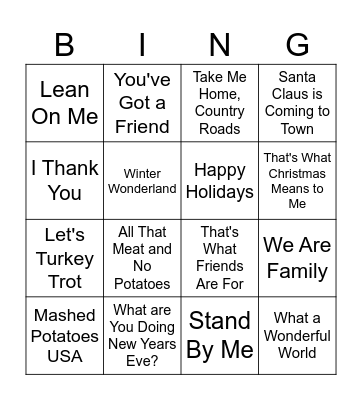 Feelin' Thankful Bingo Card