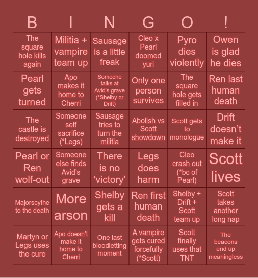vsmp episode 8 Bingo Card